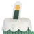 Toy in the shape of a green cupcake with a white candle and yellow flame, decorated with green heart motifs.