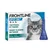 Frontline Spot On pour chats. Tue les puces et les tiques. L'emballage montre un chat et une pipette bleue. Frontline Spot On pour chats. Tue les puces et les tiques. L'emballage montre un chat et une pipette bleue.