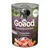 Goood Senior Freiland-Pute. The First Ethical Petfood. Für mehr Tierwohl. Dose mit Abbildung von Putenfleisch, Karotten und Heidelbeeren.