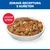 Zdravá receptura s kuřetem, chutné dušené. Miska s kousky masa, hráškem, mrkví a dalšími ingrediencemi je viditelná.