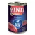 Konzerva Rinti Singlefleisch Exclusive Ross Pur, 1 Protein Single, getreidefrei. Na obalu je vyobrazený kus masa a silueta koně.