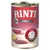 RINTI Sensible våtfoderburk för hund, text: Für empfindliche Hunde, GLUTENFREI, ENTE, nur 2 tierische Proteine mit Kaninchenleber, +Kartoffel. Bild på kött och potatis.