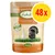 Lukullus Putenherzen & Gans Adult, 300 g. Förpackning med text: Turkey Hearts & Goose with barley, leek and Saint John's wort oil. Stor gul cirkel med röd text: 48x.