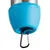 Close-up of a blue plastic lid with integrated carabiner, attached to a stainless steel container.