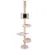 Cat tree with multiple levels, including cave, hammock and padded lying areas. Beige colour, vertical sisal post and round base.