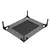 Raised grey pet bed with black mesh fabric and sturdy plastic legs, rectangular shape.