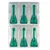 Plaquette de 6 pipettes individuelles en plastique vert transparent, emballées sous blister argenté. Aucun texte ou marque visible sur l’emballage.
