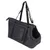Sac de transport noir pour animaux, avec ouverture latérale, poche extérieure zippée et deux longues anses réglables en nylon, matière synthétique visible.