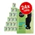 Cosma Pure Love Skipjack Tuna in Jelly, single protein pure fish, 24 x 100g pouches visible. Large red circle shows '24x 100g'. Green packaging with black cat silhouette.
