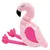 Rosa Plüschspielzeug in Flamingo-Form mit gestickten Augen und langen Beinen.