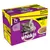 Whiskas 7+ Years Poultry Selection in Gravy, 12 x 100 g. Vitality Support. Conține pui, rață, pasăre, curcan. Ambalaj mov-galben cu imagine de pisică și porție hrană umedă.