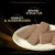 Mousse-Struktur, komplett und ausgewogen. Darstellung von braunen Mousse-Stücken auf einem weissen Teller.