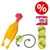 Sparset! KONG Tennisbälle mit Quietschie + SqueakAir Ball mit Seil + Spiel-Huhn mit Squeaker - Set: Tennisbälle + SqueakAir Ball mit Seil + Spiel-Huhn mit Squeaker