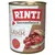 RINTI Kennerfleisch s jehněčím, bez obilovin. Rinti od roku 1926 Original. Zobrazení kousků masa a ingrediencí.