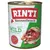 RINTI Kennerfleisch s divočinou, bez obilovin. Rinti od roku 1983 Original. Zobrazení kousků masa a ingrediencí.
