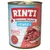 RINTI Kennerfleisch Junior met rund, getreidefrei, rijk aan Omega 3. Afbeelding van vlees en orgaanvlees op het blik. Tekst deels in het Duits. RINTI Kennerfleisch Junior met rund, getreidefrei, rijk aan Omega 3. Afbeelding van vlees en orgaanvlees op het blik. Tekst deels in het Duits.