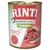 RINTI Kennerfleisch Senior mit Rind, getreidefrei, zsírcsökkentett, rostokkal. Húskockák és belsőségek képe a dobozon.
