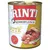 RINTI Kennerfleisch mit Pute, getreidefrei. Dåse med billede af kalkunkød og indmad. RINTI seit 1983 Original står på forsiden.