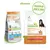 To poser hundefoder: Fitness3 Trainer Puppy Medium&Maxi med laks, ris og olie, samt Natural Trainer Sensitive No Gluten med laks. Tekst: NO GLUTEN, NUOVA RICETTA, MADE IN ITALY.