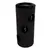 Tour à griffer cylindrique noire avec trois ouvertures rondes, deux jouets suspendus visibles à l’intérieur, revêtement en tissu, surface supérieure rembourrée. Tour à griffer cylindrique noire avec trois ouvertures rondes, deux jouets suspendus visibles à l’intérieur, revêtement en tissu, surface supérieure rembourrée.