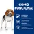 Como funciona: Níveis eficazes de L-carnitina, combinação ideal de fibras solúveis e insolúveis, antioxidantes clinicamente comprovados. Imagem de cão ao lado do texto.