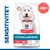 Hill's Science Plan HYPOALLERGENIC hundefoder, NO GRAIN SALMON, billede af hvid hund, ikon for kornfri og fisk, teksten SENSITIVITET synlig til venstre. Hill's Science Plan HYPOALLERGENIC hundefoder, NO GRAIN SALMON, billede af hvid hund, ikon for kornfri og fisk, teksten SENSITIVITET synlig til venstre.