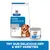 Hill's Prescription Diet Derm Complete dry food bag and wet food tin, visible text: skin care & food sensitivities, veterinarian recommended. Banner: Try our delicious dry & wet varieties.