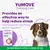 YuMOVE Calming Care claims to reduce stress with scientifically backed ingredients. Best results after 4-6 weeks of use. Product box and a dog are shown.