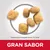 Croquetas de pienso, tamaño aproximado 11 x 7 mm. Texto: GRAN SABOR.