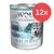 Lata de comida para perros Wolf of Wilderness Blue River Junior, 800 g. Pack de 12 unidades. Texto visible: 100 % grain-free, chicken & salmon with fruits of the forest, roots and wild herbs. Lata de comida para perros Wolf of Wilderness Blue River Junior, 800 g. Pack de 12 unidades. Texto visible: 100 % grain-free, chicken & salmon with fruits of the forest, roots and wild herbs.