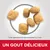 Croquettes, taille approximative 11 × 7 mm. Texte visible : UN GOUT DÉLICIEUX.
