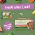Harringtons pet food packaging update shown, highlighting new look and recipe with 90% meat and veg. Includes flavours: lamb, chicken, turkey, beef. Grain free recipes for adult pets.