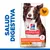 Hill's Science Plan Perfect Digestion con pollo y arroz integral. Texto visible: SALUD DIGESTIVA, VETERINARIAN RECOMMENDED, with CHICKEN & BROWN RICE. Imagen de perro y símbolo de pollo.