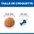 Comparaison des tailles : diamètre des croquettes 12,5 mm à côté d’une punaise de 10 mm de diamètre. Titre : Taille de croquette.