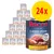 Rocco Classic Pork med oksekød og kylling, 24x800g dåser. Tekst: 100% fresh ingredients & grain-free recipe. Billede af kød på etiketten.