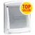 Puerta para mascotas Staywell by PetSafe de plástico blanco. Sello amarillo con texto en inglés: TOP SELLER.