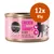 Cosma Pure Love Asia Chicken with Shrimps in Jelly, multiprotein pure meat & seafood, confezione 12x85g visibile sulla lattina rosa con silhouette di gatto nera.