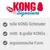 KONG Signature, texte en allemand : tolle KONG-Schleuder, mittl. & große KONGs, ergonomische Form