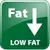 Fat, LOW FAT με βέλος προς τα κάτω (αγγλικό κείμενο στην εικόνα)