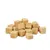 Light, cube-shaped treat pieces made from dried material, suitable as a snack or reward for pets.