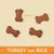 Bone-shaped treats with turkey and rice, each measuring 40 mm in length, shown on a plain background.