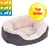Panier pour animaux en tissu beige et gris, badge jaune Top Seller. Icônes tailles S, M, L pour chien et chat visibles en haut à gauche. Panier pour animaux en tissu beige et gris, badge jaune Top Seller. Icônes tailles S, M, L pour chien et chat visibles en haut à gauche.