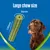 Large chew size, 130 mm length and 26 mm width shown beside a brown dog. Text: Large chew size.