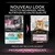 Nouveau look pour PURINA PRO PLAN Delicate, devient PRO PLAN Adult Delicate. Recette inchangée, même nutrition de haute qualité. Deux sachets visibles avec chats et textes descriptifs.