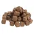 Brown, cube-shaped dry food pieces stacked. Product image without visible brand or text information.