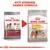 Royal Canin Dermacomfort Medium hundfoder, bild på gammal och ny förpackning. Text: Nytt utseende, samma formula. Synlig text: Reduced Allergen Formula, 91 % owners satisfied.