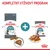 Royal Canin Hairball Care suché a mokré krmivo pre mačky, balenie granúl a kapsička s kúskami v omáčke, text: Kompletný výživový program