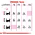 Feeding table for cats by weight: underweight 3–5 kg 52–75g, ideal weight 3–6 kg 43–71g, overweight 4–6 kg 43–57g. Water icon shown. Columns for 3, 4, 5, 6 kg.