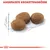 Trois croquettes rondes, diamètre indiqué à 1 cm, texte en haut : 'ANGEPASSTE KROKETTENGRÖSSE' (allemand pour 'taille de croquette adaptée').