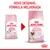 Royal Canin Mother & Babycat: imagem mostra embalagem antiga e nova com texto 'Novo desenho, fórmula melhorada'. Indicação visível: 1–4 months/mois.